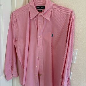 Ralph Lauren Men's Pink Striped Button Down Shirt